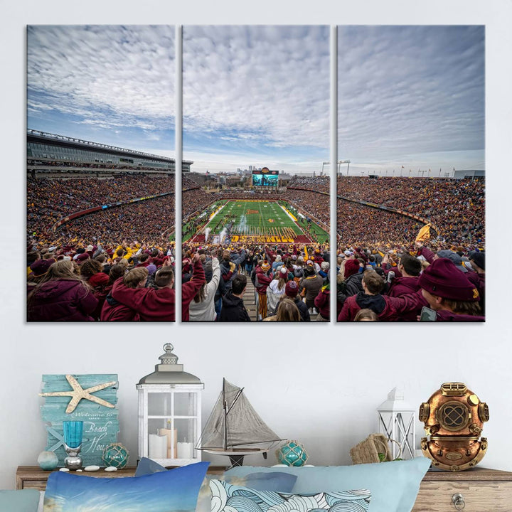 University of Minnesota Golden Gophers Football Team Print - Minneapolis Huntington Bank Stadium Wall Art Canvas Print