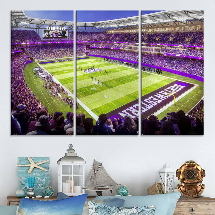 Northwestern University Wildcats Football Team Print - Evanston Ryan Field Wall Art Canvas Print