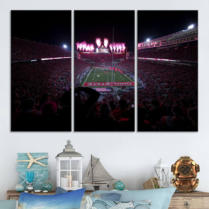 Ohio State University Buckeyes Football Team Print - Columbus Ohio Stadium Wall Art Canvas Print