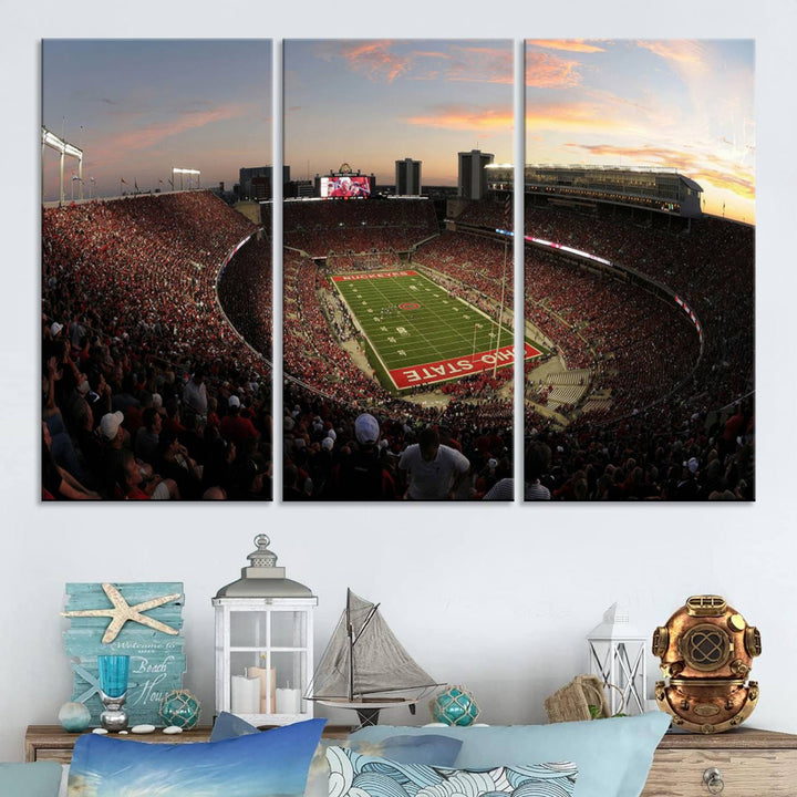 Ohio State University Buckeyes Football Team Print - Columbus Ohio Stadium Wall Art Canvas Print