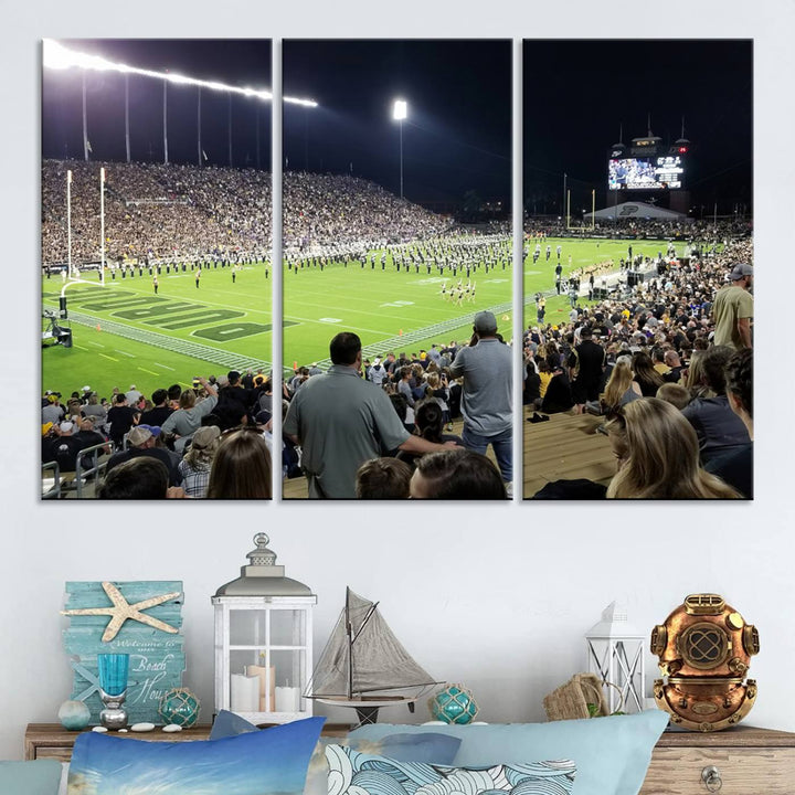 Purdue University Boilermakers Football Team Print - West Lafayette Ross-Ade Stadium Wall Art Canvas Print