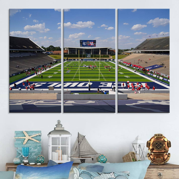 Rice University Owls Football Team Print - Houston Rice Stadium Wall Art Canvas Print