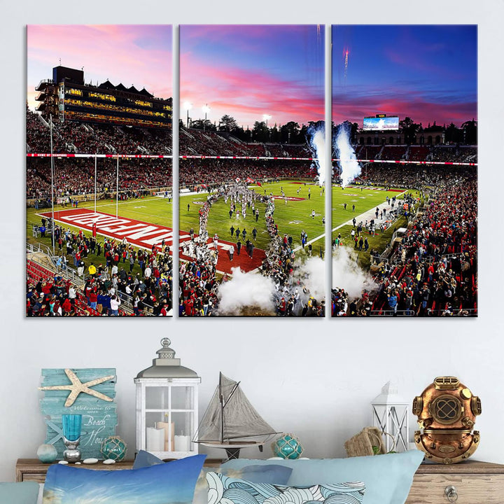 Stanford University Cardinal Football Team Print - Stanford Stadium Wall Art Canvas Print