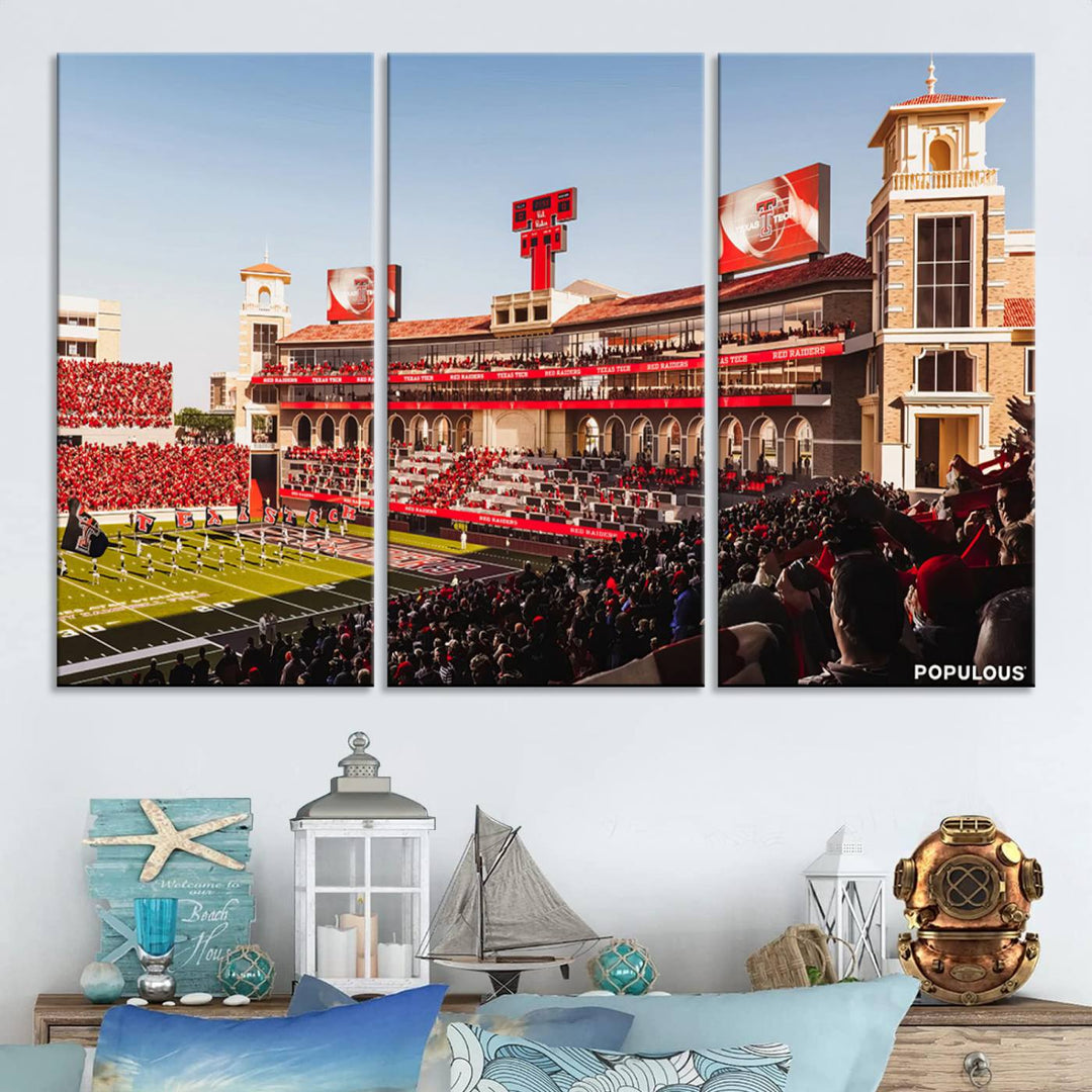 Texas Tech Red Raiders Football Team Print - Lubbock Jones AT&T Stadium Wall Art Canvas Print