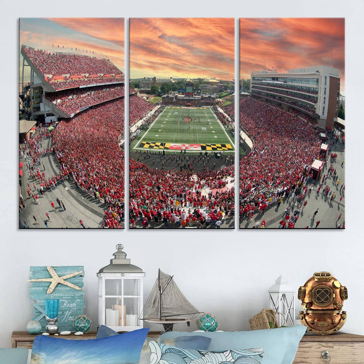 University of Maryland Terrapins Football Team Print - College Park SECU Stadium Wall Art Canvas Print