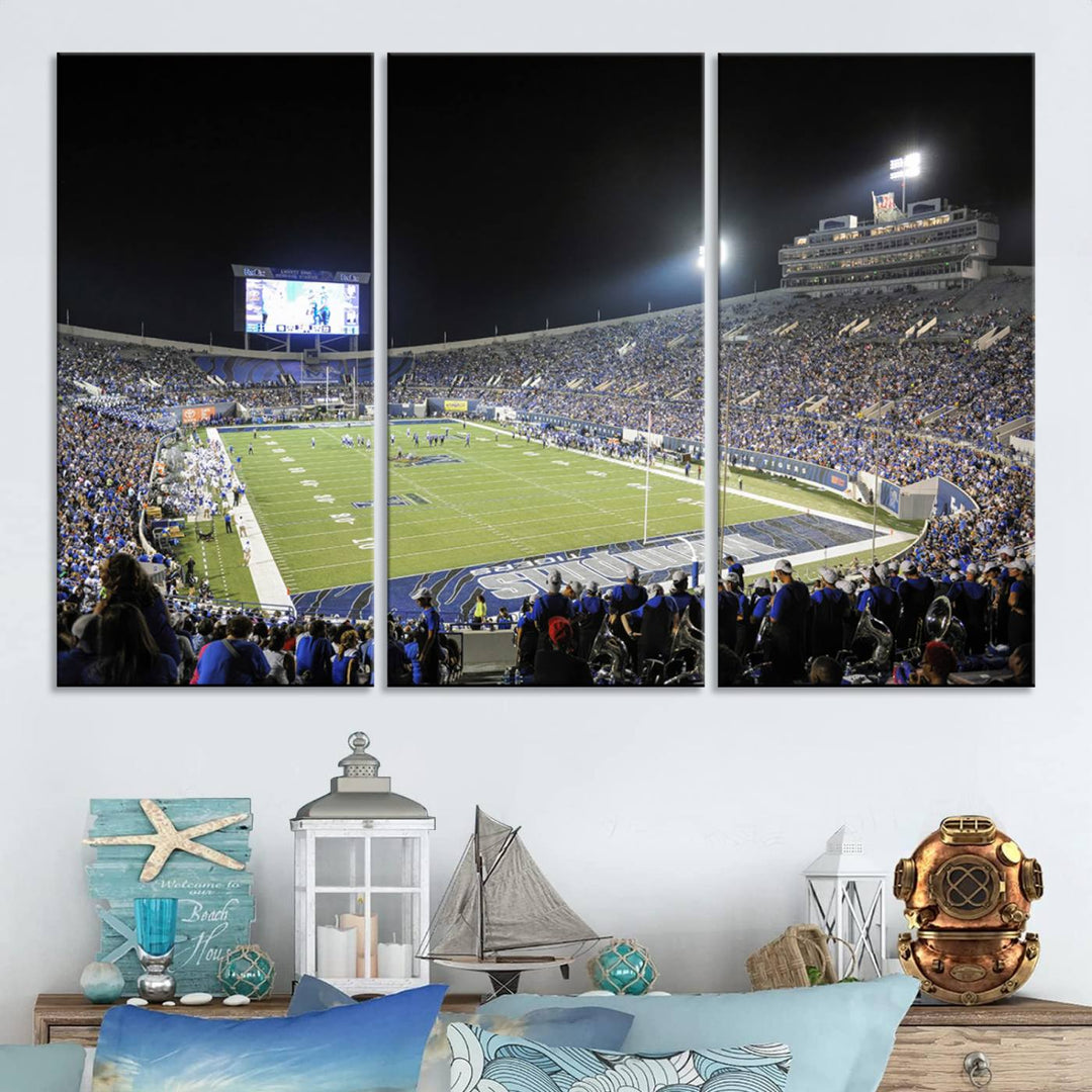 University of Memphis Tigers Football Team Print - Memphis Simmons Bank Liberty Stadium Wall Art Canvas Print