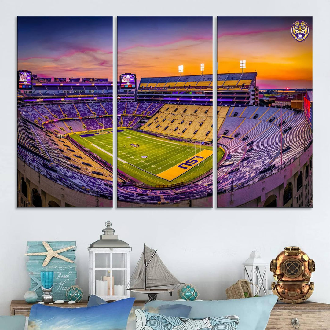 The Louisiana State University Tigers Football Team Print - Baton Rouge Tiger Stadium Wall Art Canvas Print