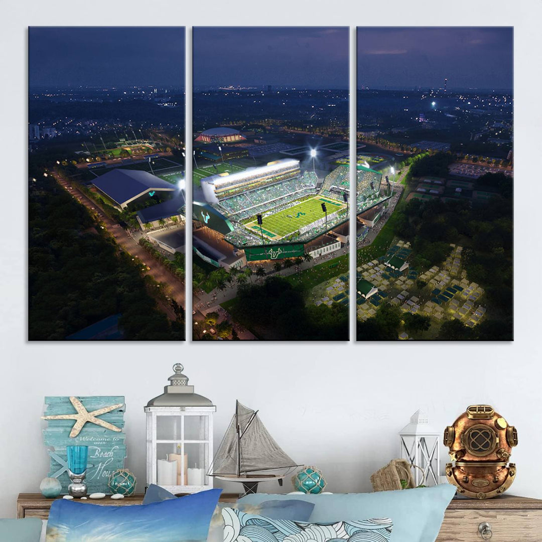 The University of South Florida Bulls Football Team Print - Tampa USF Football Stadium Wall Art Canvas Print