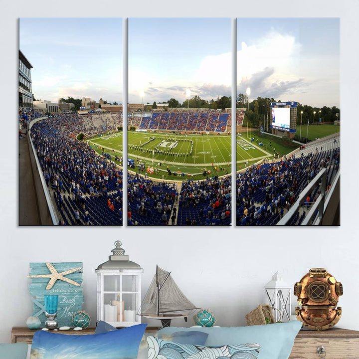 Wallace Wade Stadium print featuring a green field and sky.