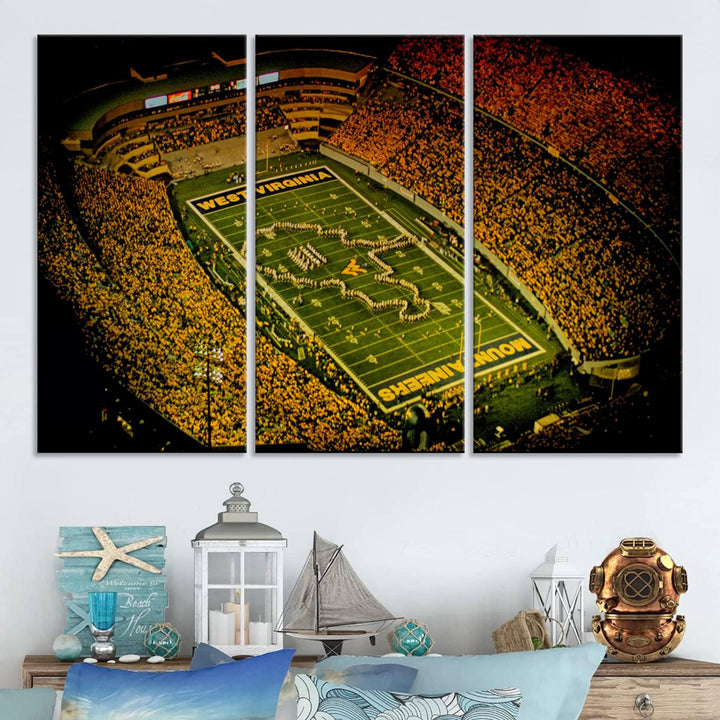 West Virginia University Mountaineers Football Team Print - Milan Puskar Stadium Canvas Print Wall Art, Morgantown City Print