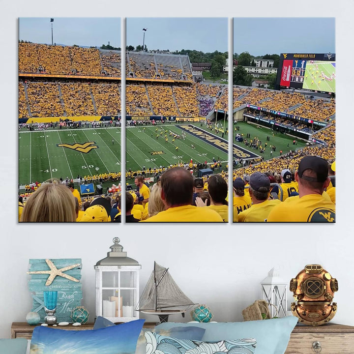 West Virginia University Mountaineers Football Team Print - Milan Puskar Stadium Canvas Print Wall Art, Morgantown Print