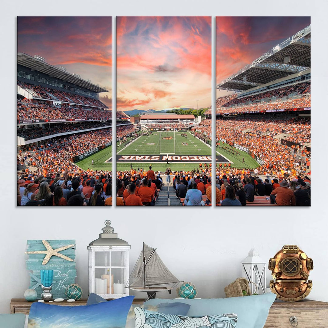 Oregon State Beavers Football Team Print - Corvallis Reser Stadium Wall Art Canvas Print