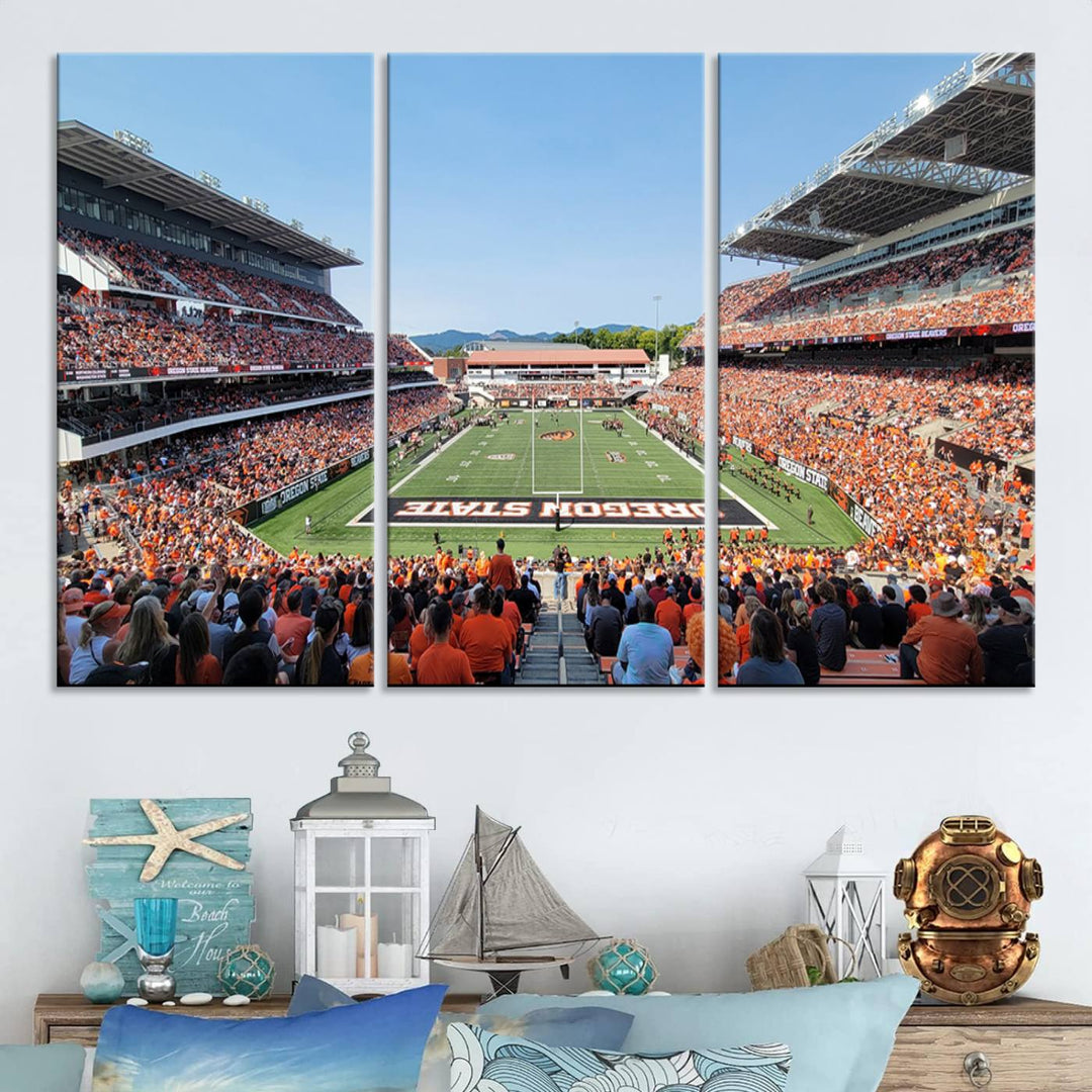 Oregon State Beavers Football Team Print - Corvallis Reser Stadium Wall Art Canvas Print