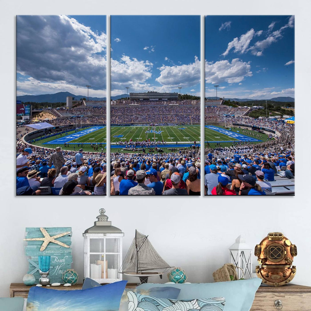 Air Force Falcons Football Team Print - Colorado Springs Falcon Stadium Wall Art Canvas Print