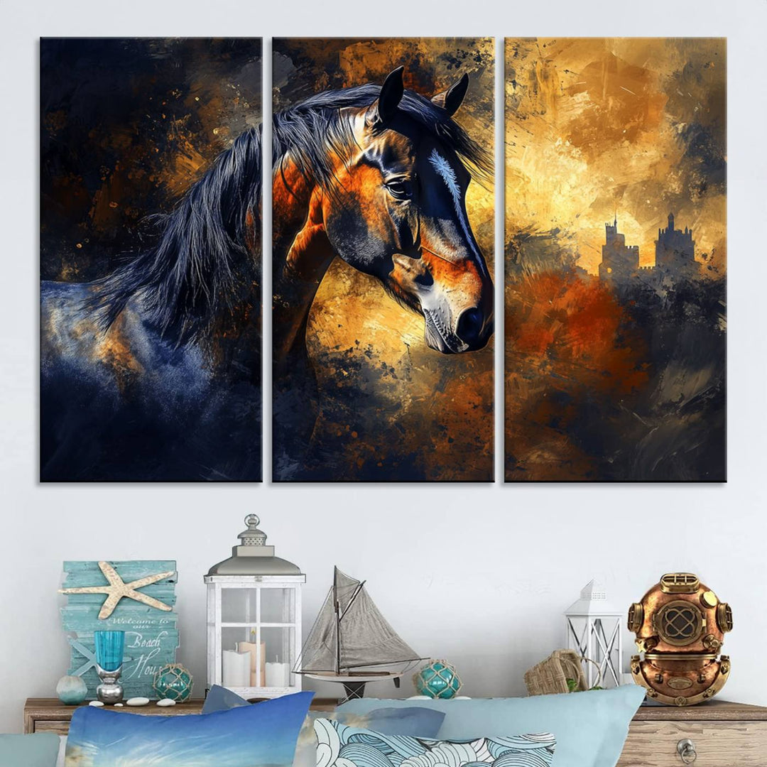 Abstract Horse Art Print - Abstract Canvas Wall Art | Perfect for Rustic Farmhouse, Modern, or Equestrian Wall Decor | Horse Lovers Home Decor