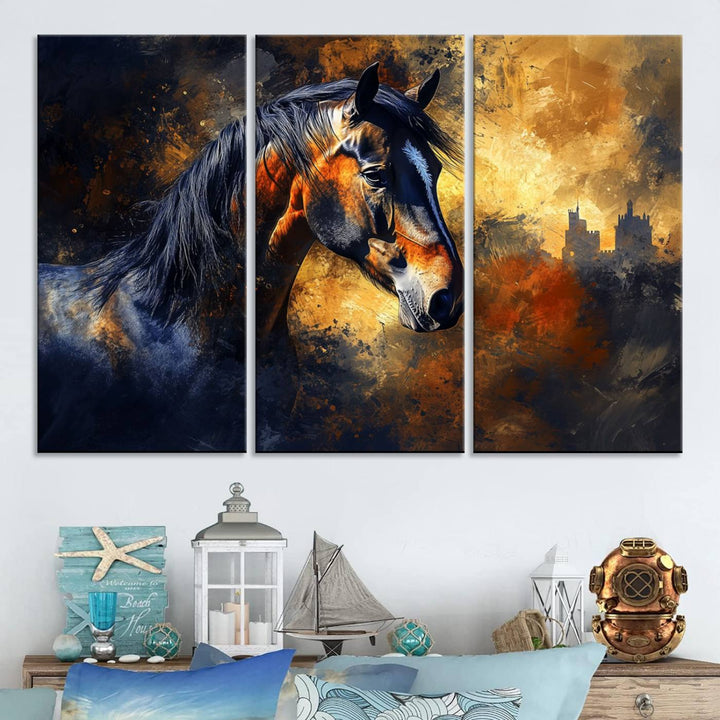 Abstract Horse Art Print - Abstract Canvas Wall Art | Perfect for Rustic Farmhouse, Modern, or Equestrian Wall Decor | Horse Lovers Home Decor