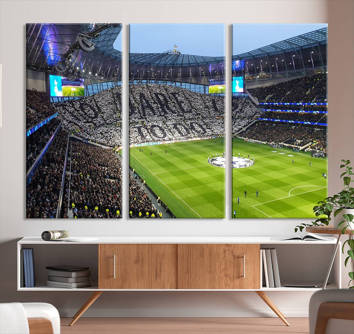 At Tottenham Hotspur Stadium, the Premier League wall art stands out.