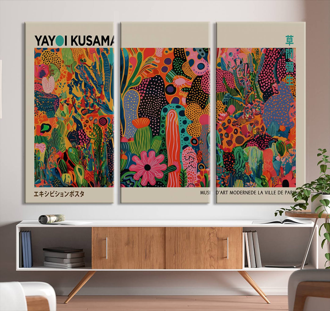 Framed Yayoi Kusama 1986 Wall Art Print adds contemporary style.