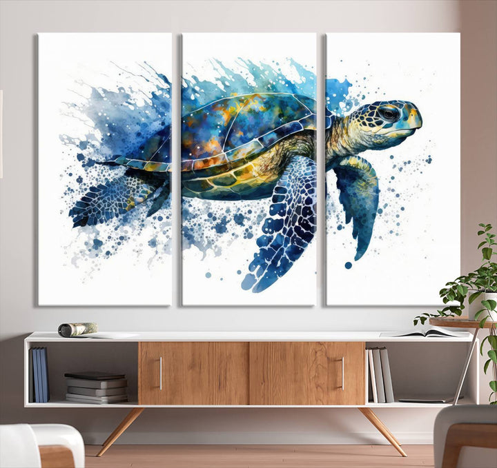 Watercolor Turtle Wall Art Canvas Print