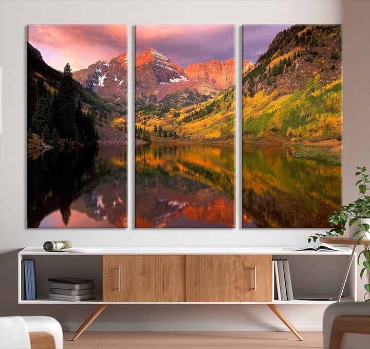 Colorado Rockies Mountain Sunset Wall Art | Ready to Hang and Framed | Scenic Nature Landscape Canvas Print