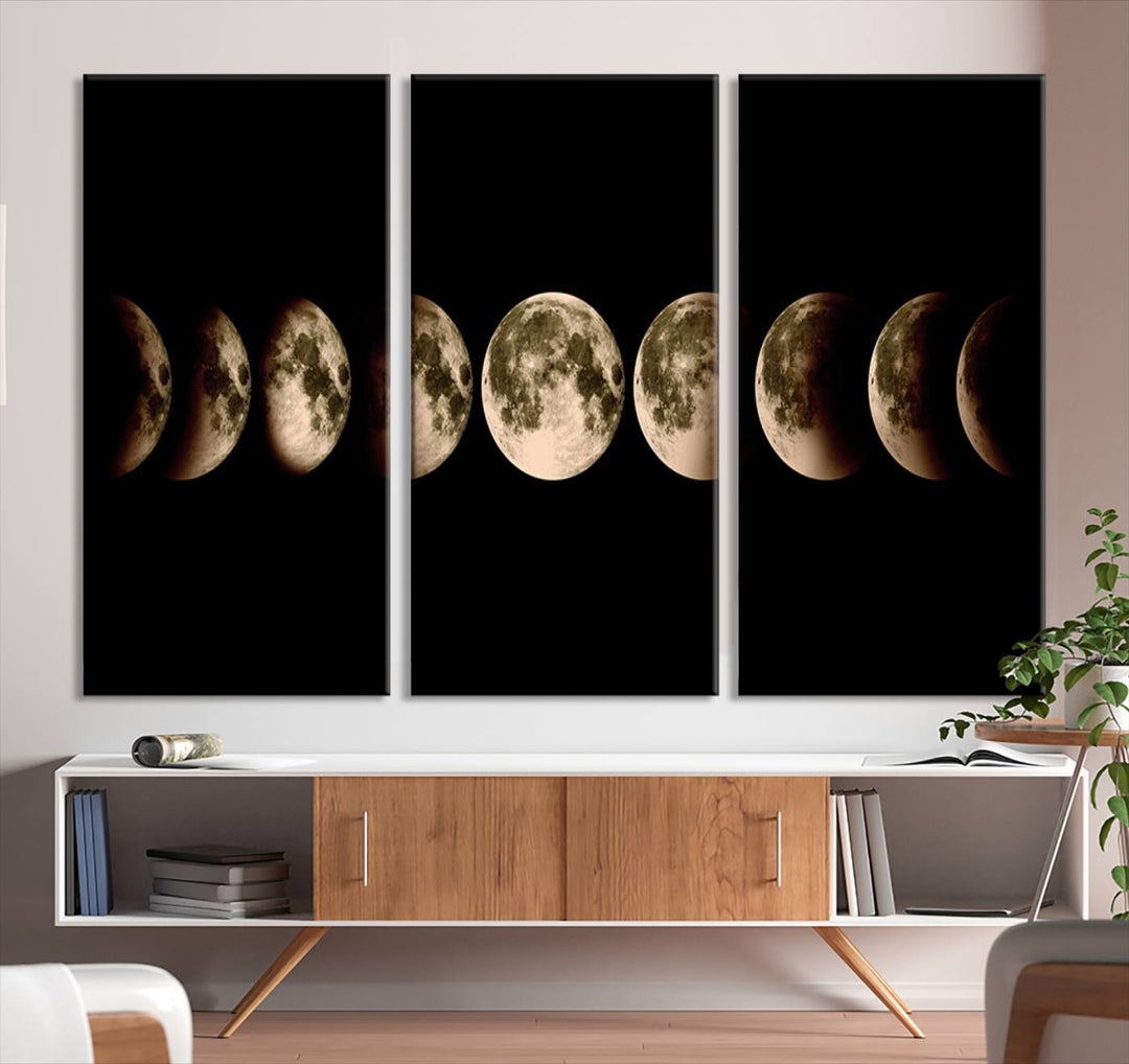 Phases of the Moon canvas print, ideal for lunar sequence decor.