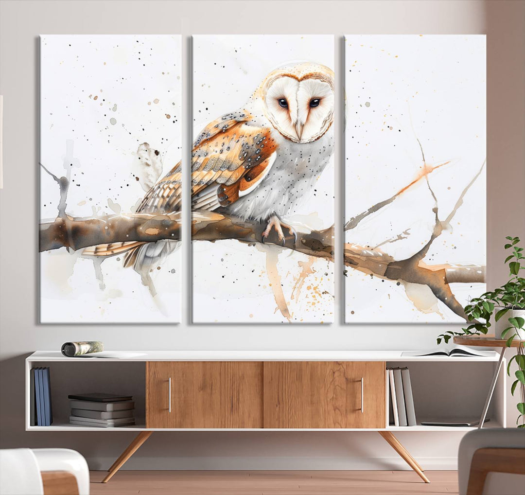 Nature enthusiasts will love the Barn Owl Wall Art on Branch, a stunning canvas print that is ready to hang and beautifully framed.