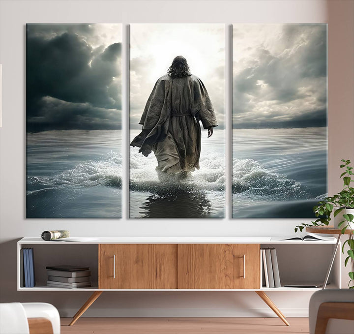 Jesus Walking on Water Wall Art | Canvas Print | Ready to Hang | Christian Home Decor | Spiritual Faith Wall Art | Inspirational Religious Wall Decor