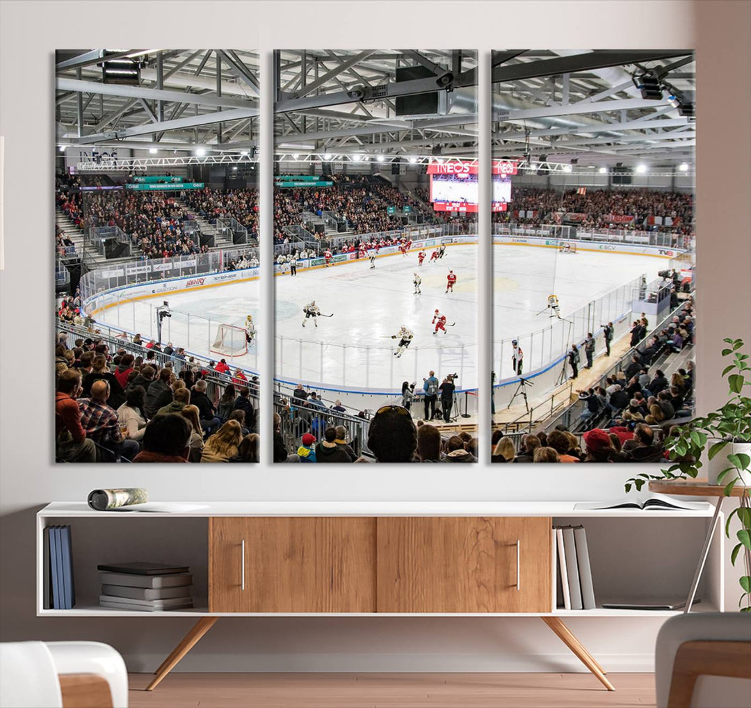 Lausanne Arena Ice Hockey Stadium Wall Art Canvas Print