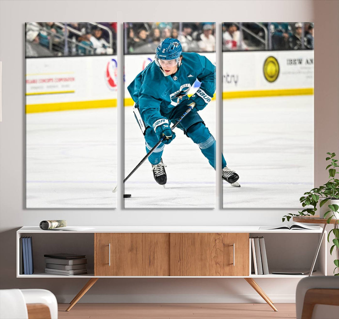 San Jose SharksIce Hockey Player Wall Art Canvas Print