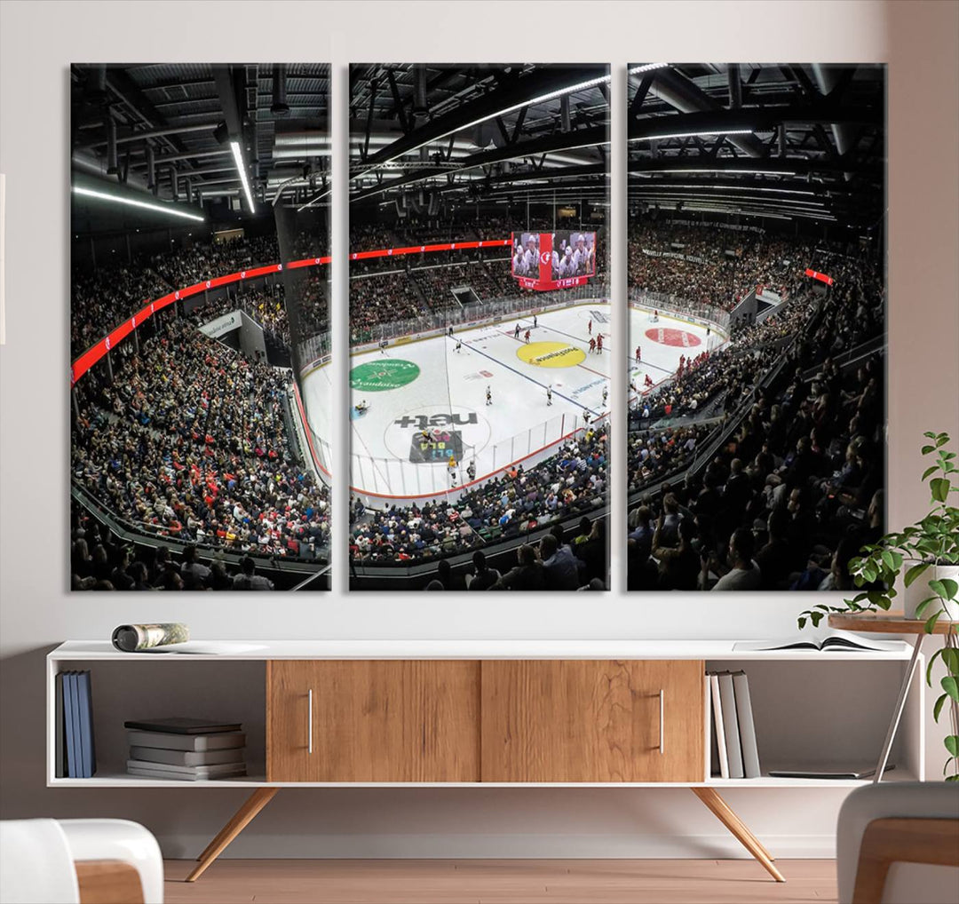 Vaudoise Lausanne Ice Hockey Arena Stadium Wall Art Canvas Print