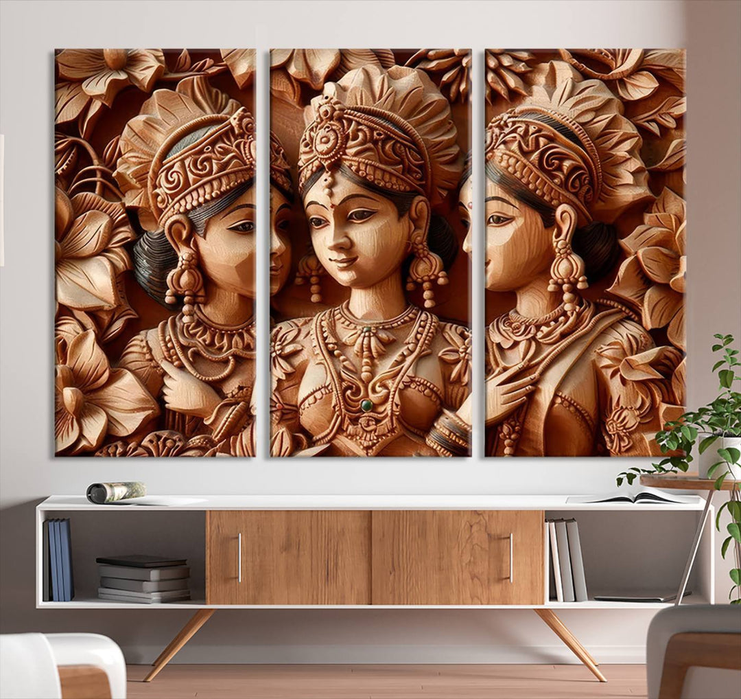 Indian Woman Statue Wall Art Canvas Print