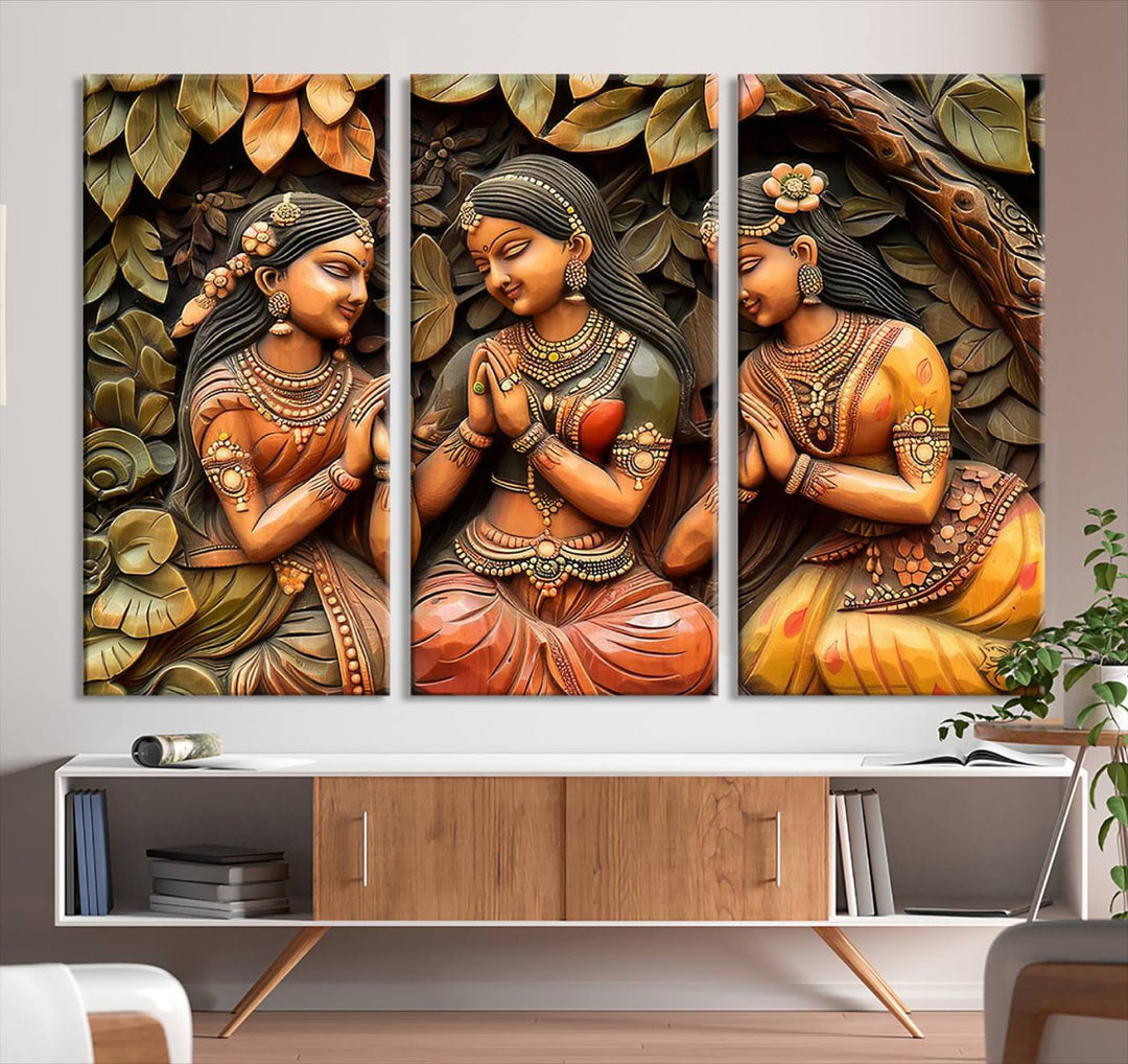 Indian Woman Statue Wall Art Canvas Print