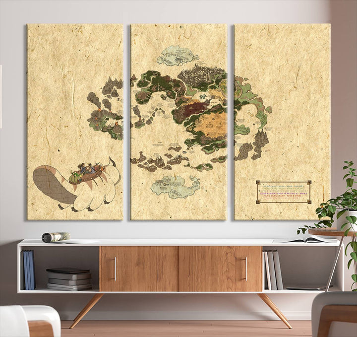 Last Air-Bender Avatar World Map Wall Art Canvas PrintWall Art Canvas Print