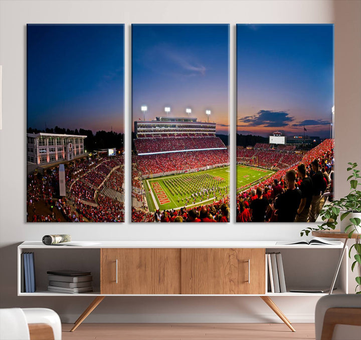 NC State Wolfpack Football Team Print - Raleigh Carter-Finley Stadium Wall Art Canvas Print