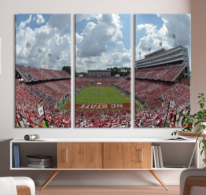 NC State Wolfpack Football Team Print - Raleigh Carter-Finley Stadium Wall Art Canvas Print