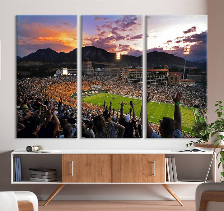 Colorado Buffaloes Football Team Print - Boulder Folsom Field Stadium Wall Art Canvas Print