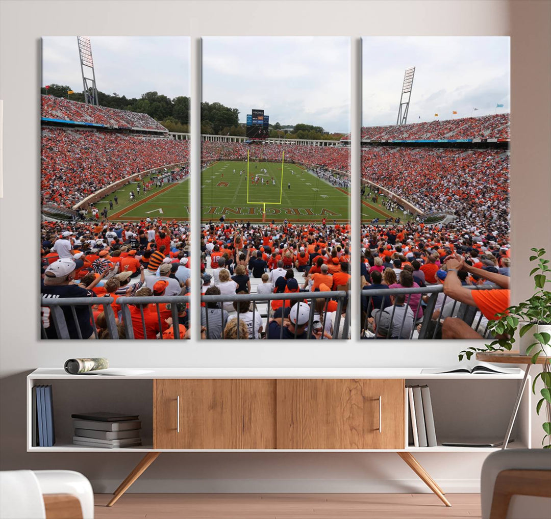 Virginia Cavaliers Football Team Print - Charlottesville Scott Stadium Wall Art Canvas Print