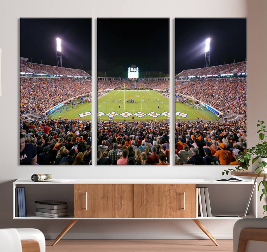 Virginia Cavaliers Football Team Print - Charlottesville Scott Stadium Wall Art Canvas Print