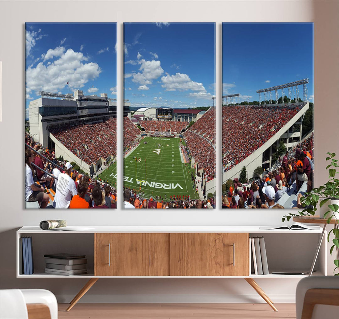 Virginia Tech Hokies Football Team Print - Blacksburg Lane Stadium Wall Art Canvas Print