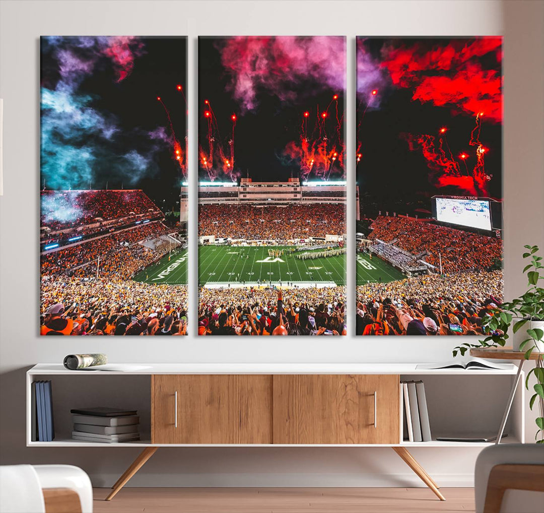 Virginia Tech Hokies Football Team Print - Blacksburg Lane Stadium Wall Art Canvas Print