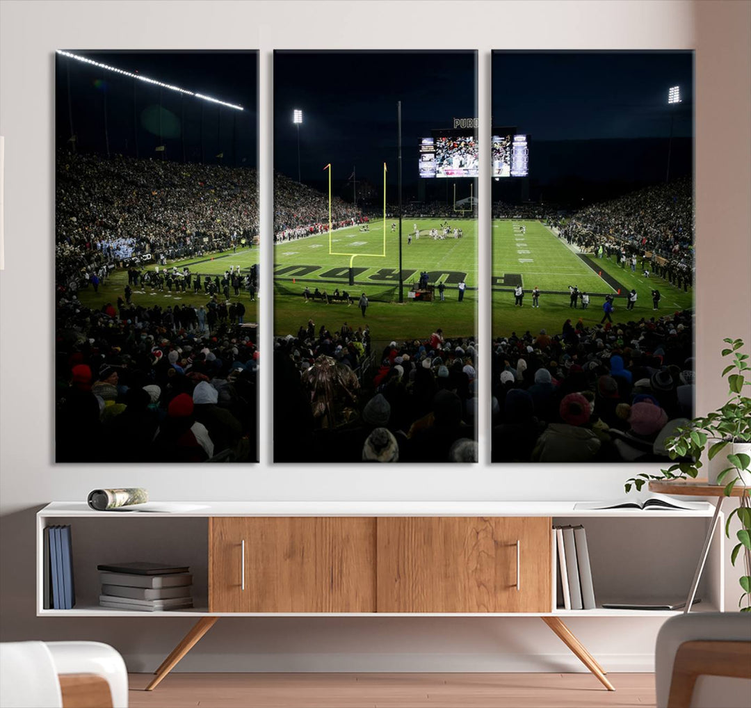 Purdue Boilermakers Football Team Print - West Lafayette Ross–Ade Stadium Wall Art Canvas Print