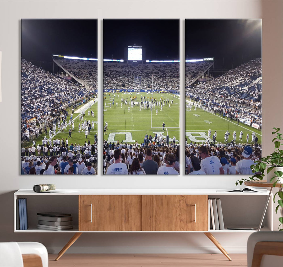 Brigham Young University Cougars Football Team Print - Provo LaVell Edwards Stadium Wall Art Canvas Print.