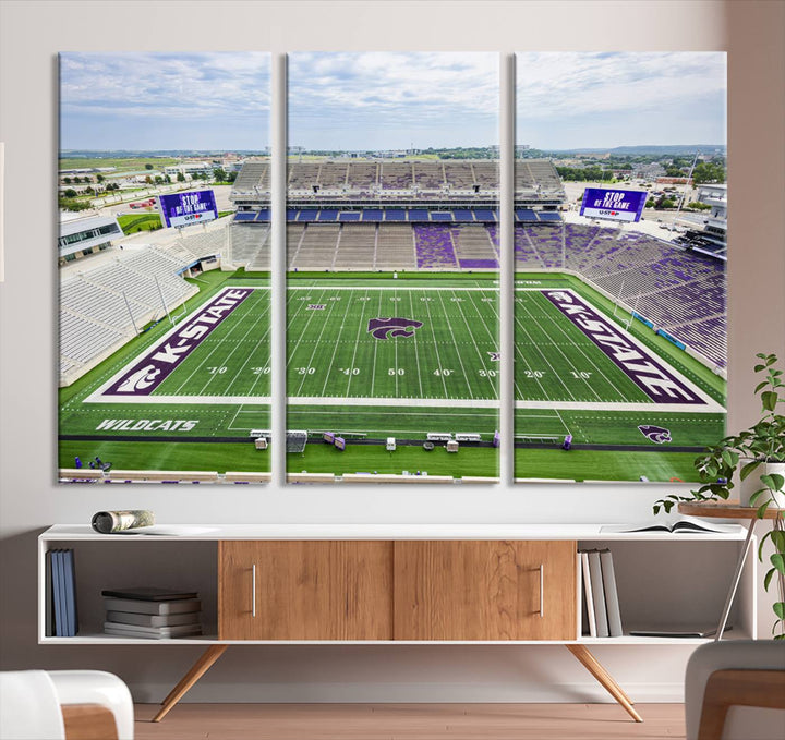 KState Wildcats Football Team Print - Manhattan Bill Snyder Family Football Stadium Wall Art Canvas Print