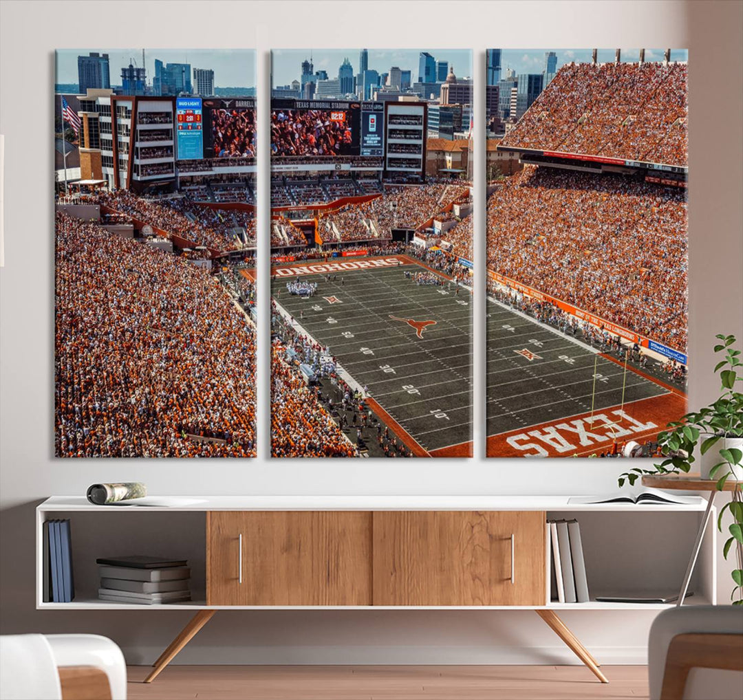 University of Texas Longhorns Football Team Print - Austin Darrell K Royal-Texas Memorial Stadium Wall Art Canvas Print