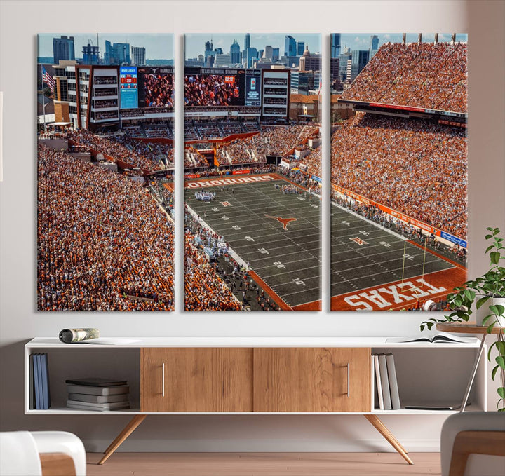 University of Texas Longhorns Football Team Print - Austin Darrell K Royal-Texas Memorial Stadium Wall Art Canvas Print