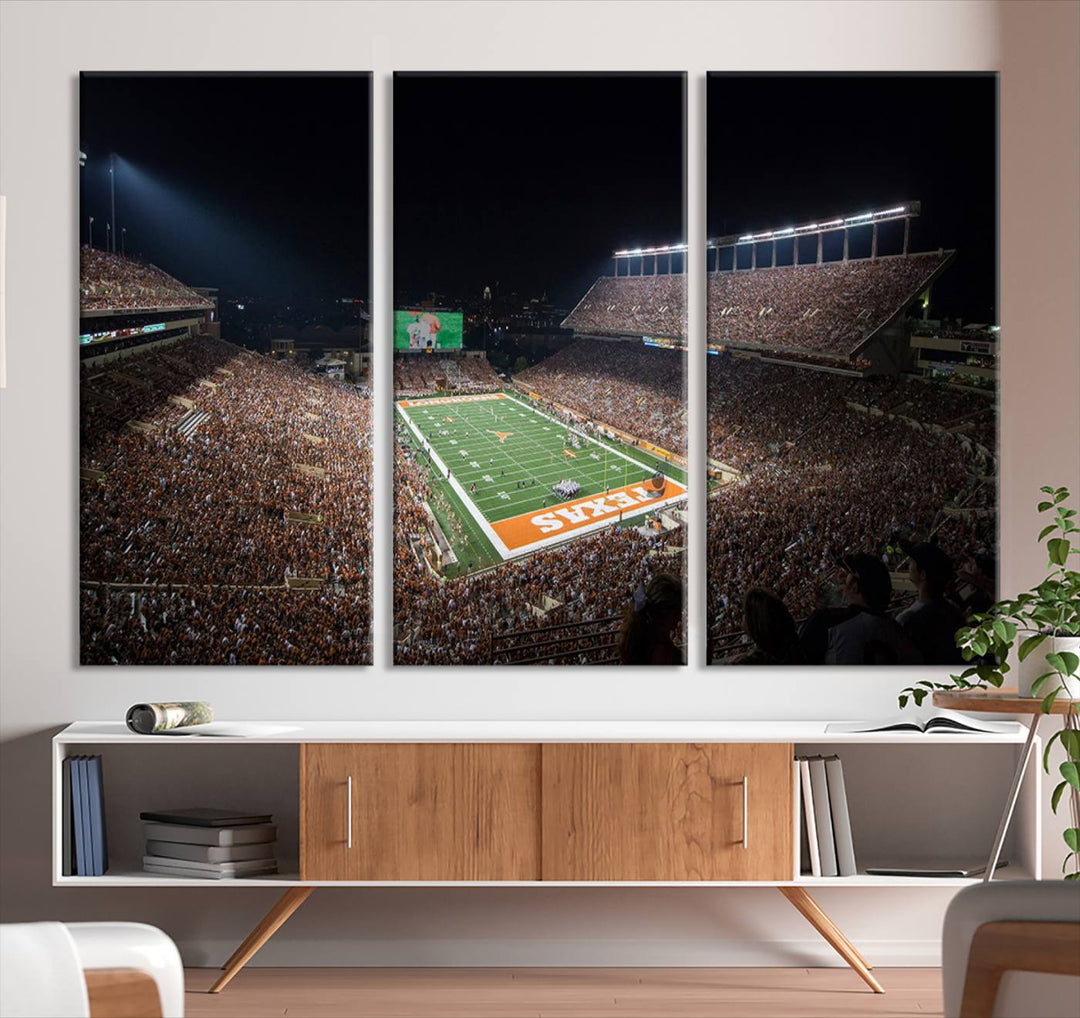 University of Texas Longhorns Football Team Print Austin Darrell K Royal Texas Memorial Stadium Wall Art Canvas Print