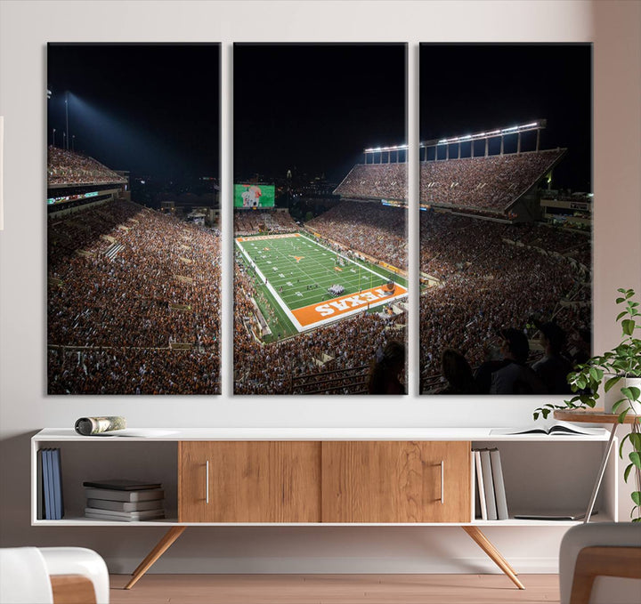 University of Texas Longhorns Football Team Print Austin Darrell K Royal Texas Memorial Stadium Wall Art Canvas Print