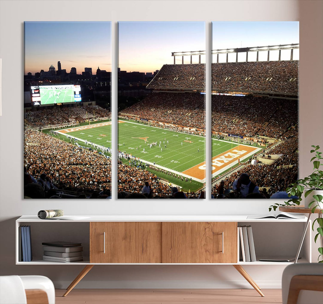 Darrell K Royal-Texas Memorial Stadium Canvas Wall Art - Texas Longhorns Football Match