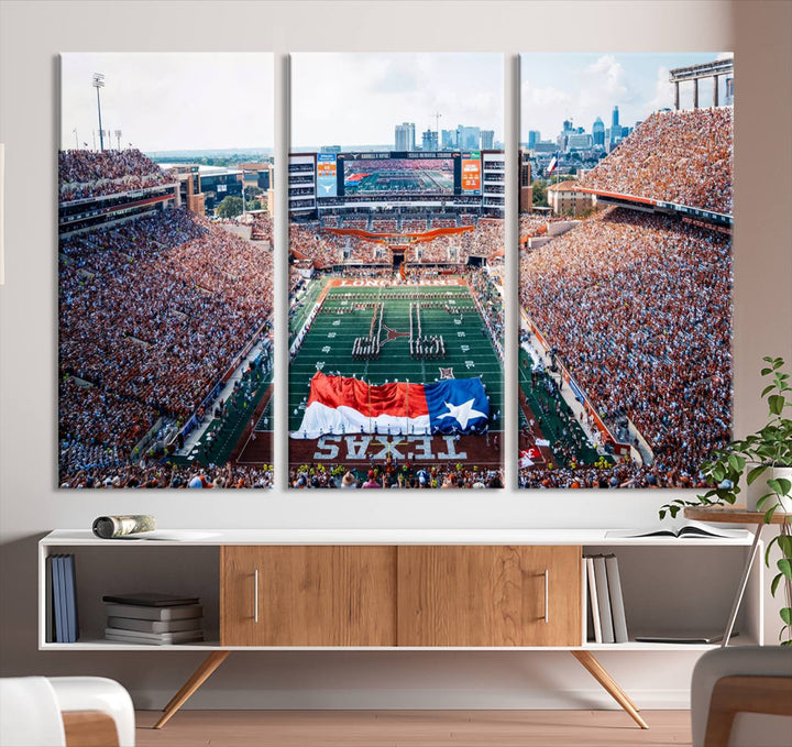 University of Texas Longhorns Football Team Canvas Print - Austin Darrell K Royal-Texas Memorial Stadium Wall Art Canvas Print