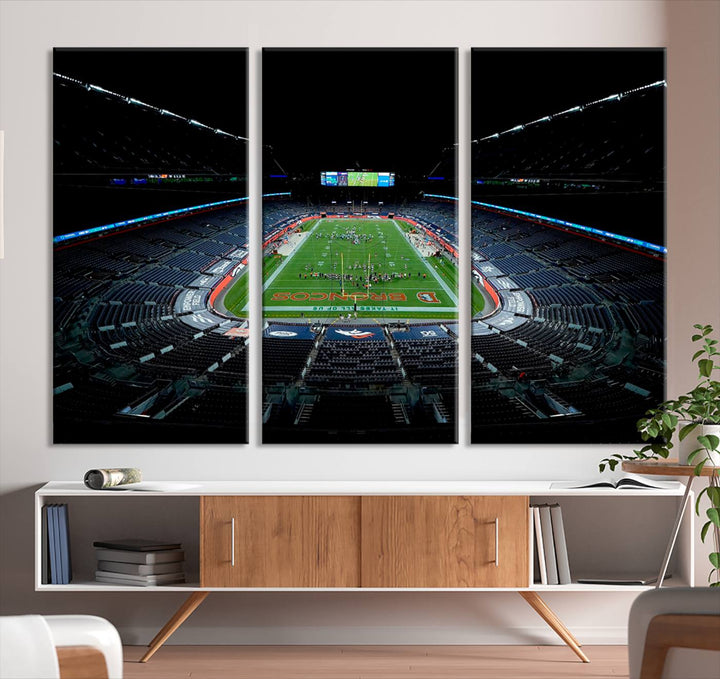 Denver Broncos Football Team Print - Denver Empower Field at Mile High Stadium Wall Art Canvas Print